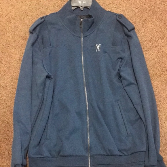 Marc Ecko Cut & Sew Medium Blue Utility Cargo Men Jacket. Full zip bomber style. - Picture 2 of 5